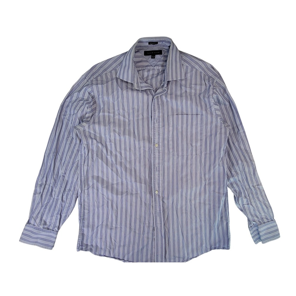 Tommy Hilfiger Men's Blue Stripe Button Down Shirt Regular Fit Size M